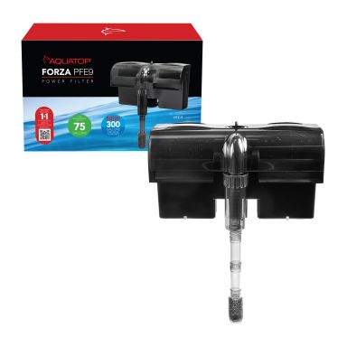 AQUATOP Forza 300 GPH Power Filter for up to 75 Gallon Aquariums, Advanced Filtration Design, PFE-9